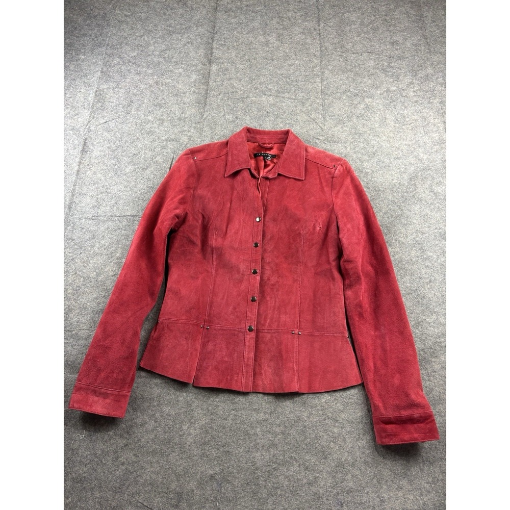 VTG IN SUEDE 100% Suede Leather Shirt Women's S Red Snap Front Western Cowgirl